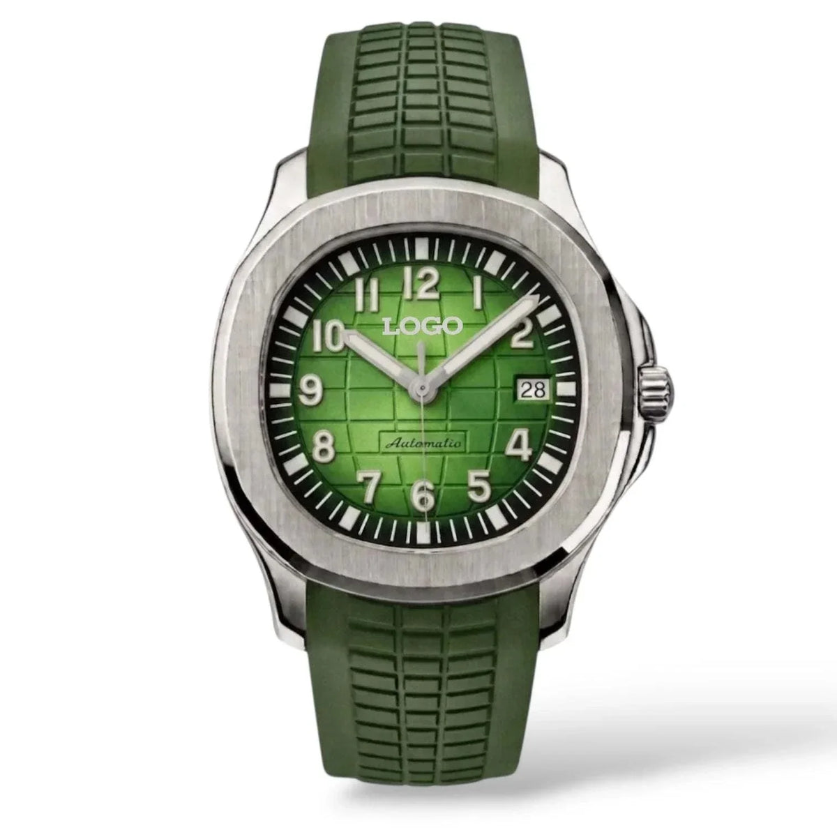 Seiko mod watches aquanaut Silver case green dial built by Modtime Creations