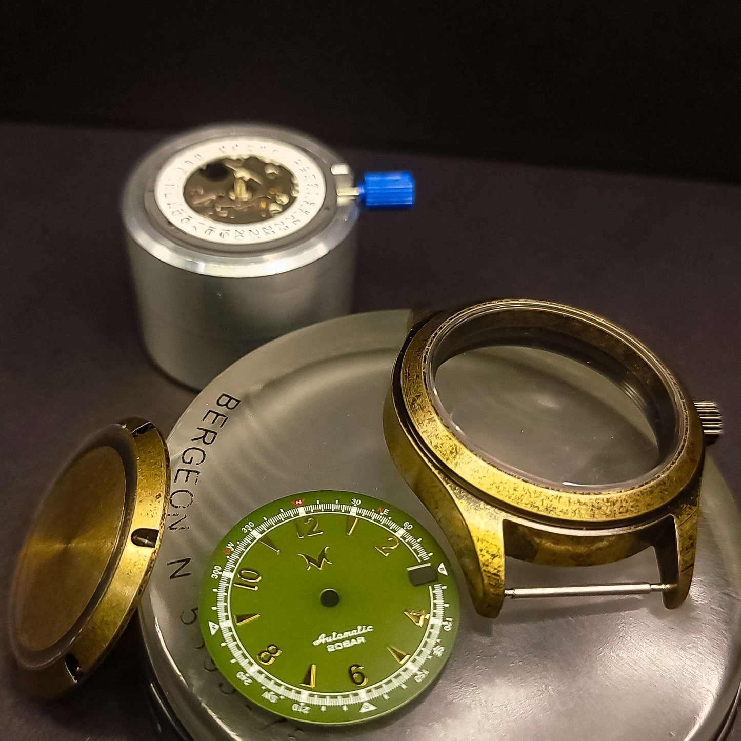 Handcrafted vintage Seiko Modtime Alpinist Pilot watch with stainless steel case and sapphire crystal