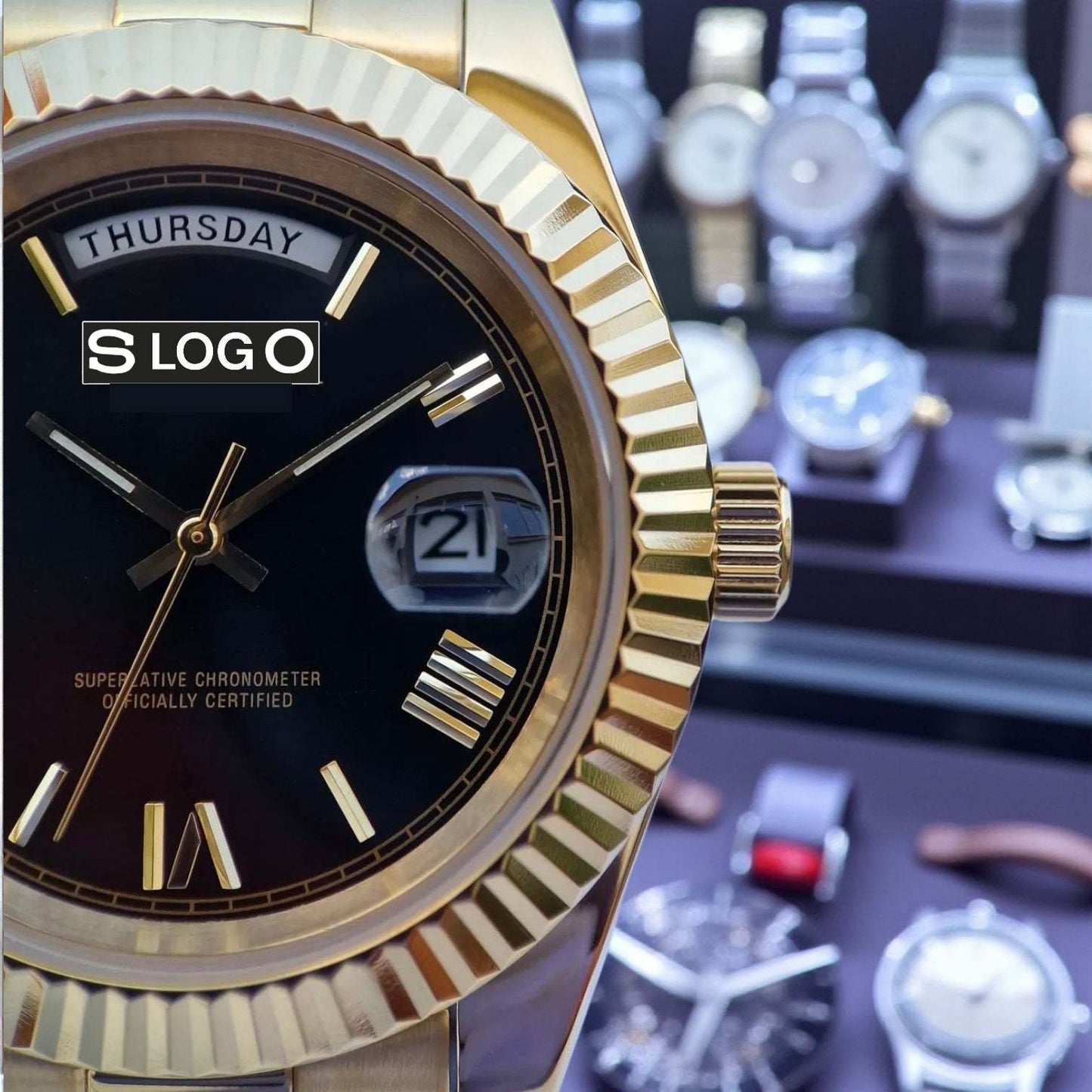 Modded Seiko DayDate Homage Series Black Dial - Modtime Creations
