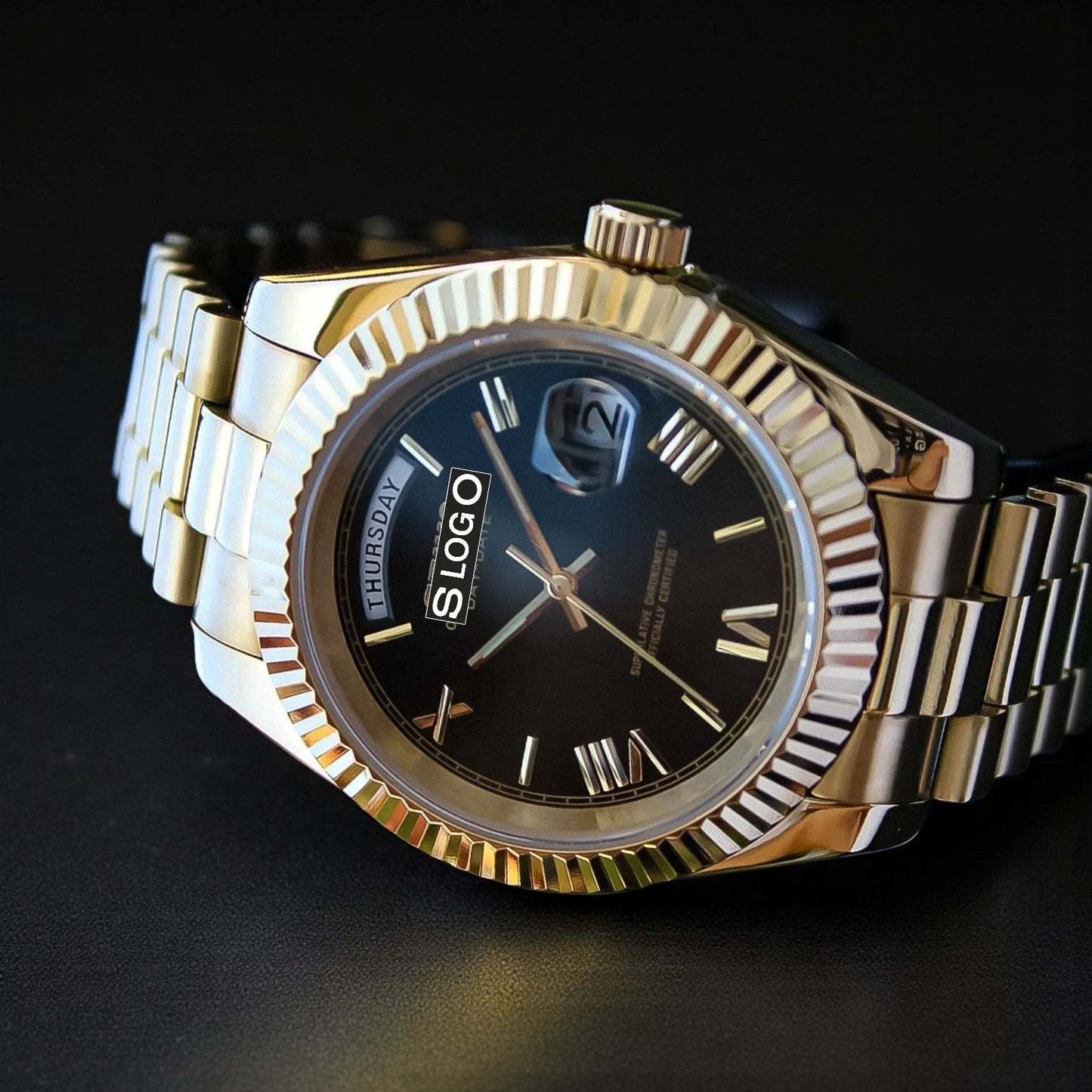 Modded Seiko DayDate Homage Series Black Dial - Modtime Creations