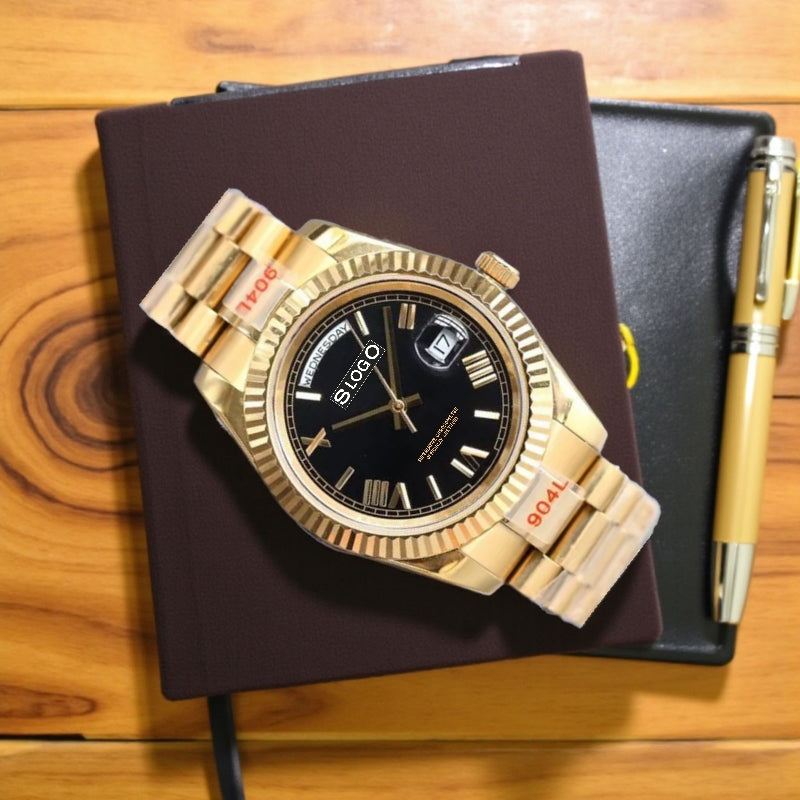 Modded Seiko DayDate Homage Series Black Dial - Modtime Creations