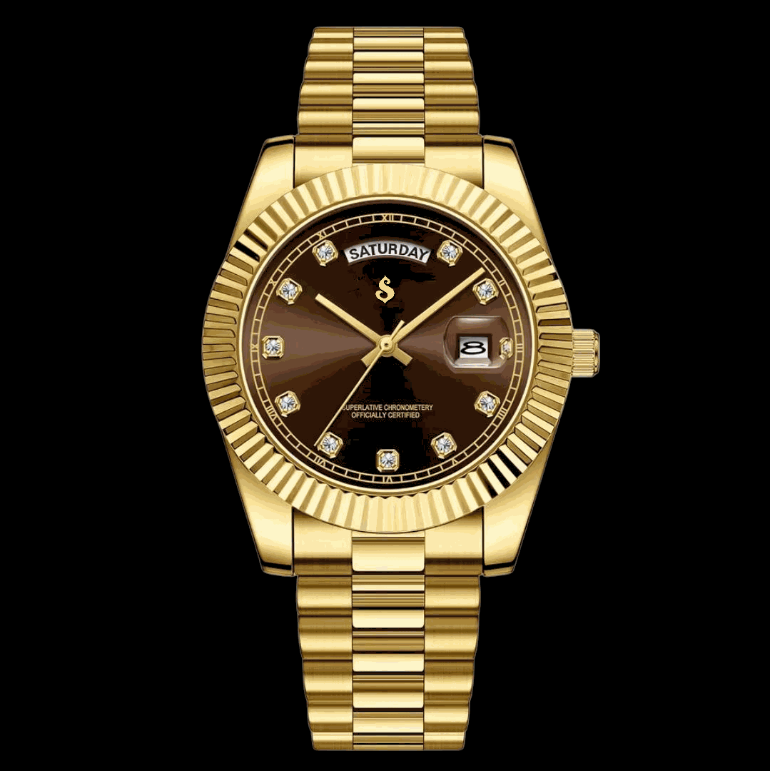 Modded S Day & Date Chocolate Gem Dial Rose Gold - Modtime - MODTIME