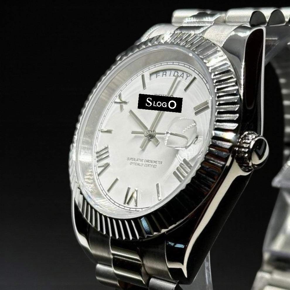 Modded Seiko DayDate White Dial Silver Series - Modtime Creations