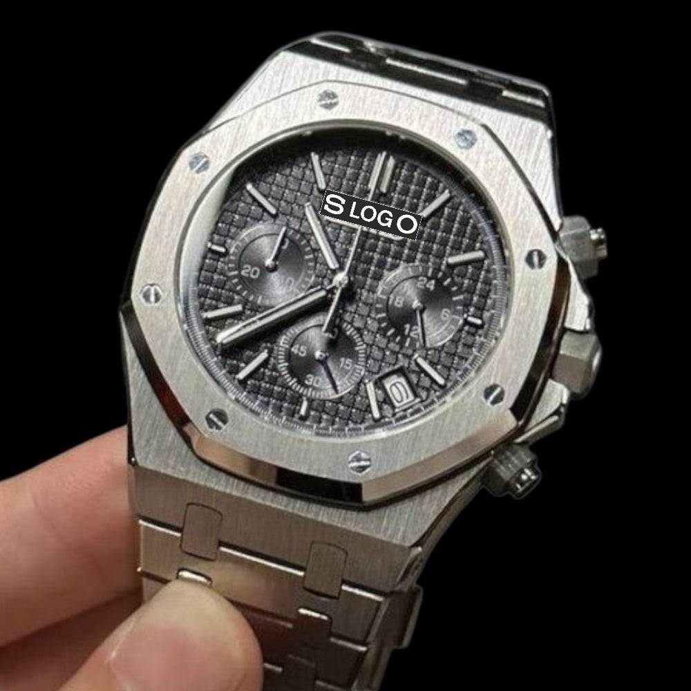 Modded Seiko Royal oak aka SeikOak Chronograph Series Black Dial - MODTIME Creations