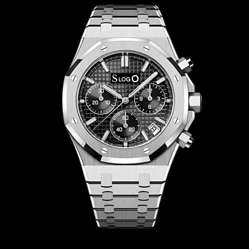 Modded Seiko Royal oak aka SeikOak Chronograph Series Black Dial - MODTIME Creations