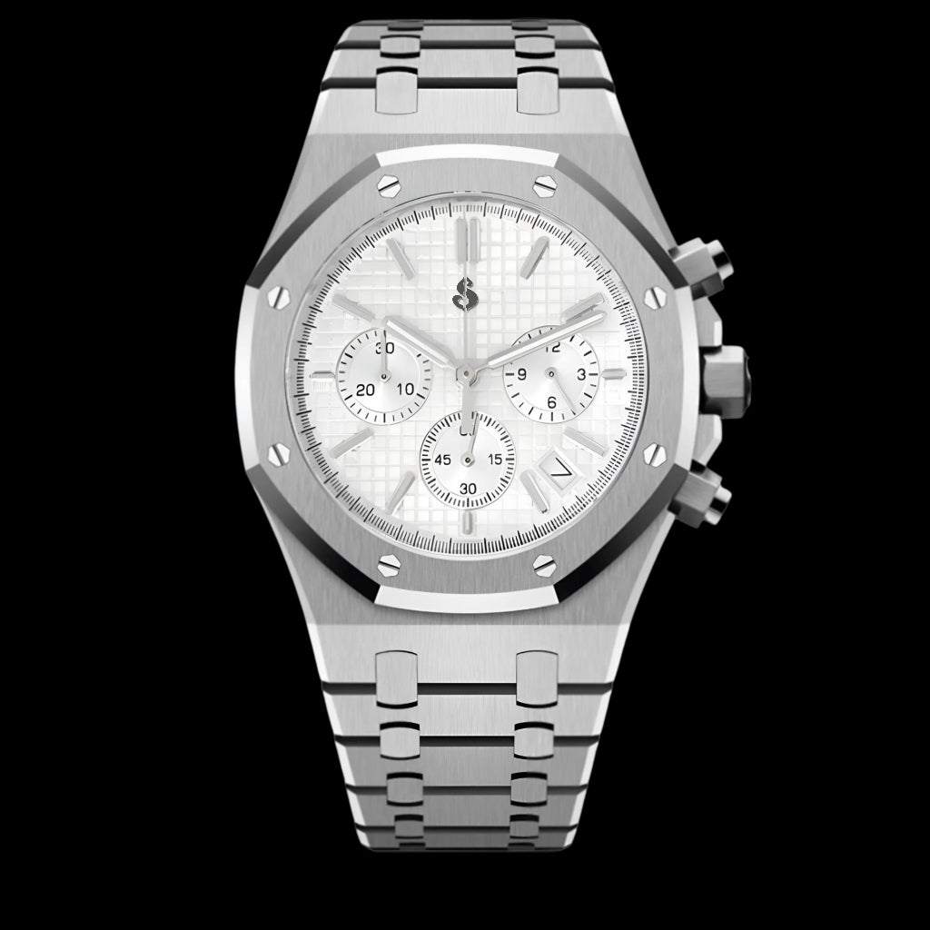 Modded Seiko Royal Oak aka SeikOak Chronograph Series White Dial - MODTIME Creations