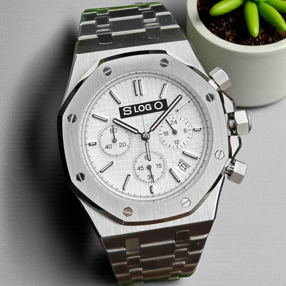 Modded Seiko Royal Oak aka SeikOak Chronograph Series White Dial - MODTIME Creations