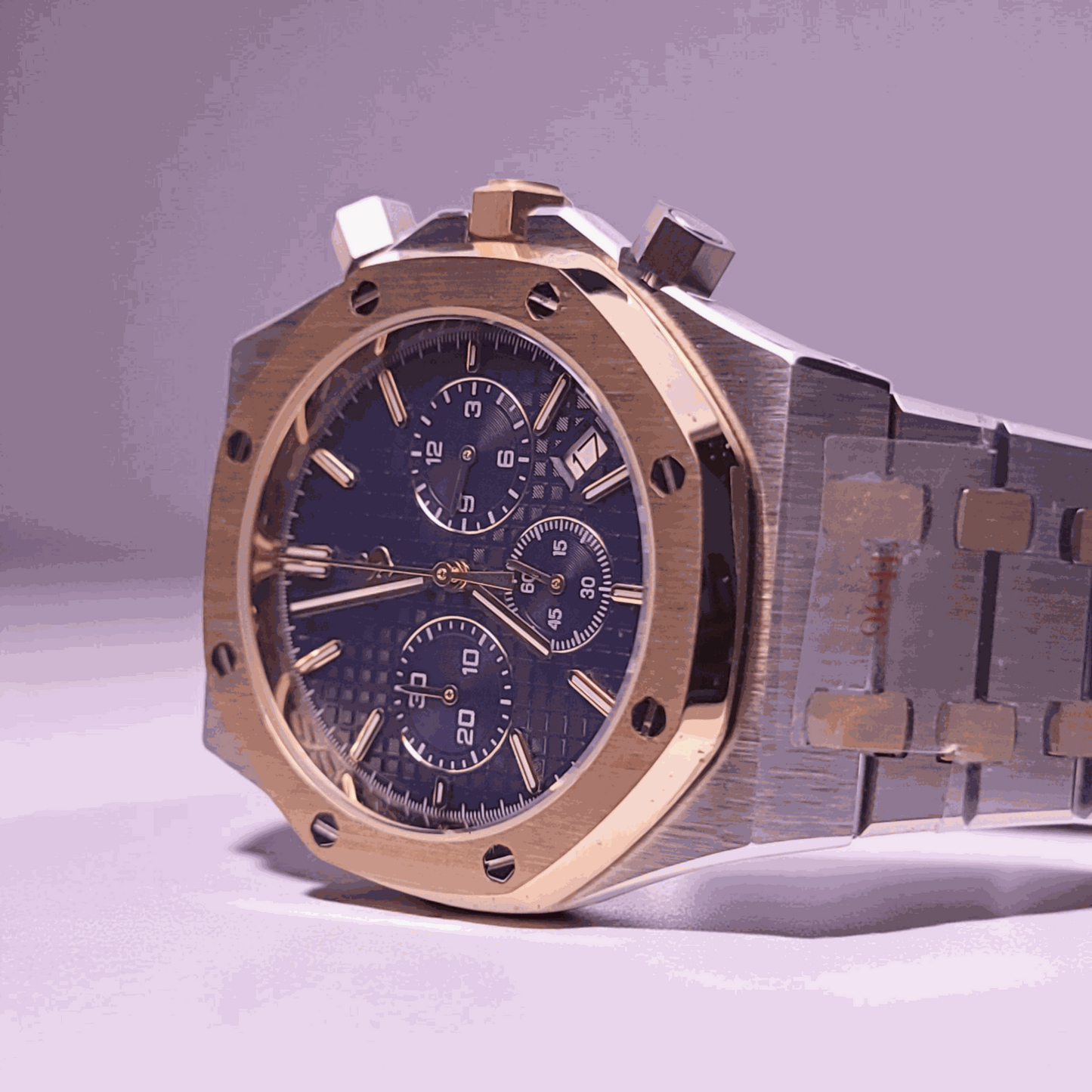 Modded Seiko Heritage "O" aka SeikOak Chronograph Two - Tone Blue Dial - MODTIME