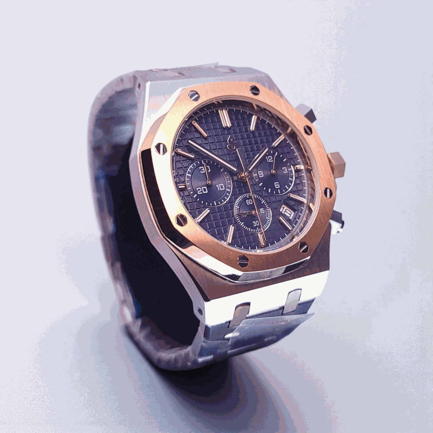 Modded Seiko Heritage "O" aka SeikOak Chronograph Two - Tone Blue Dial - MODTIME