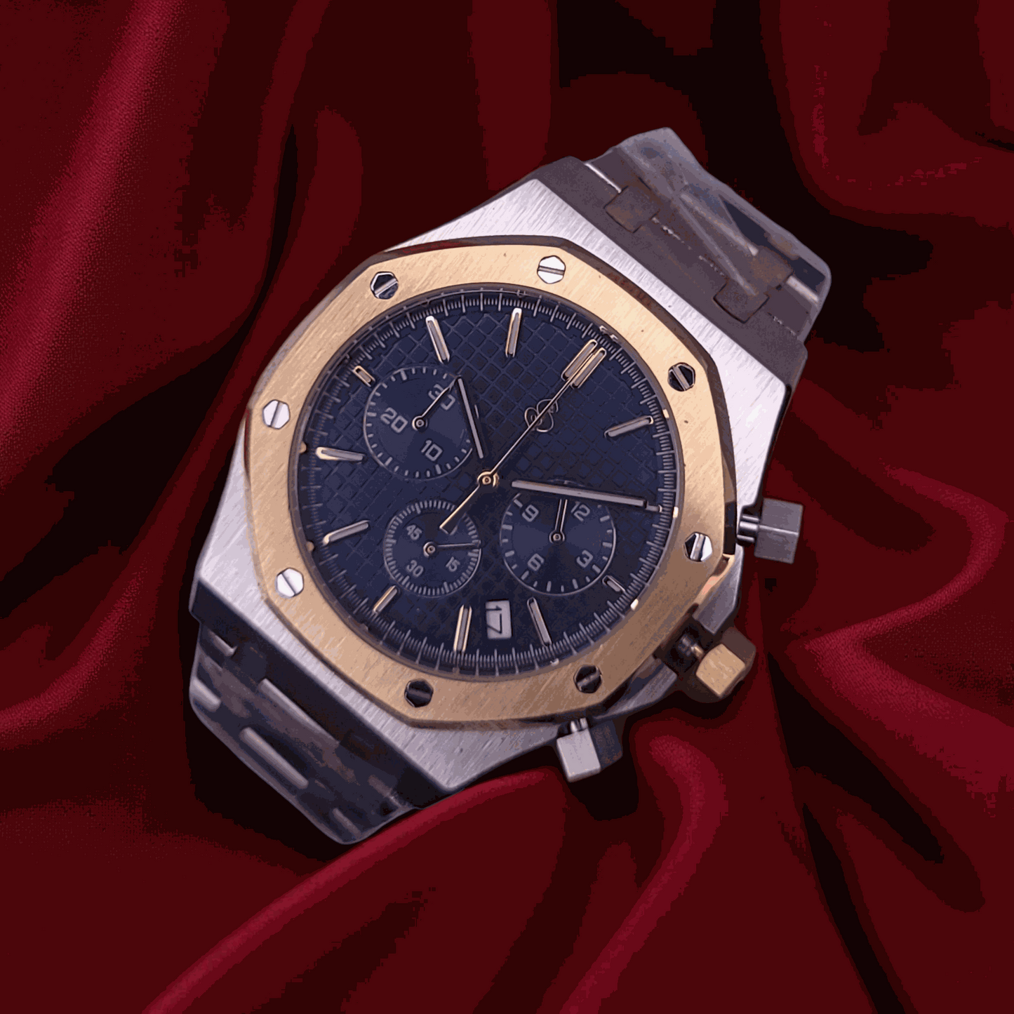 Modded Seiko Heritage "O" aka SeikOak Chronograph Two - Tone Blue Dial - MODTIME