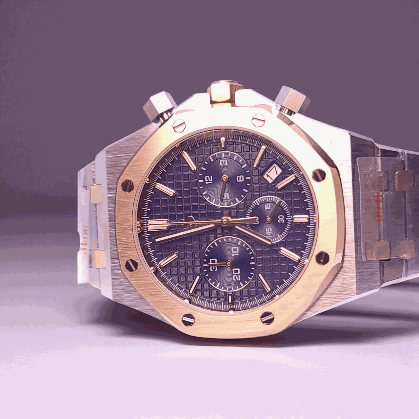 Modded Seiko Heritage "O" aka SeikOak Chronograph Two - Tone Blue Dial - MODTIME