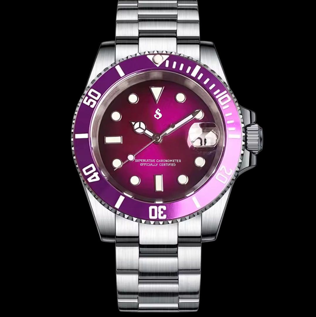 Modded Seiko Watch Submariner aka Seikomariner Diver Purple Joker - Modtime Creations