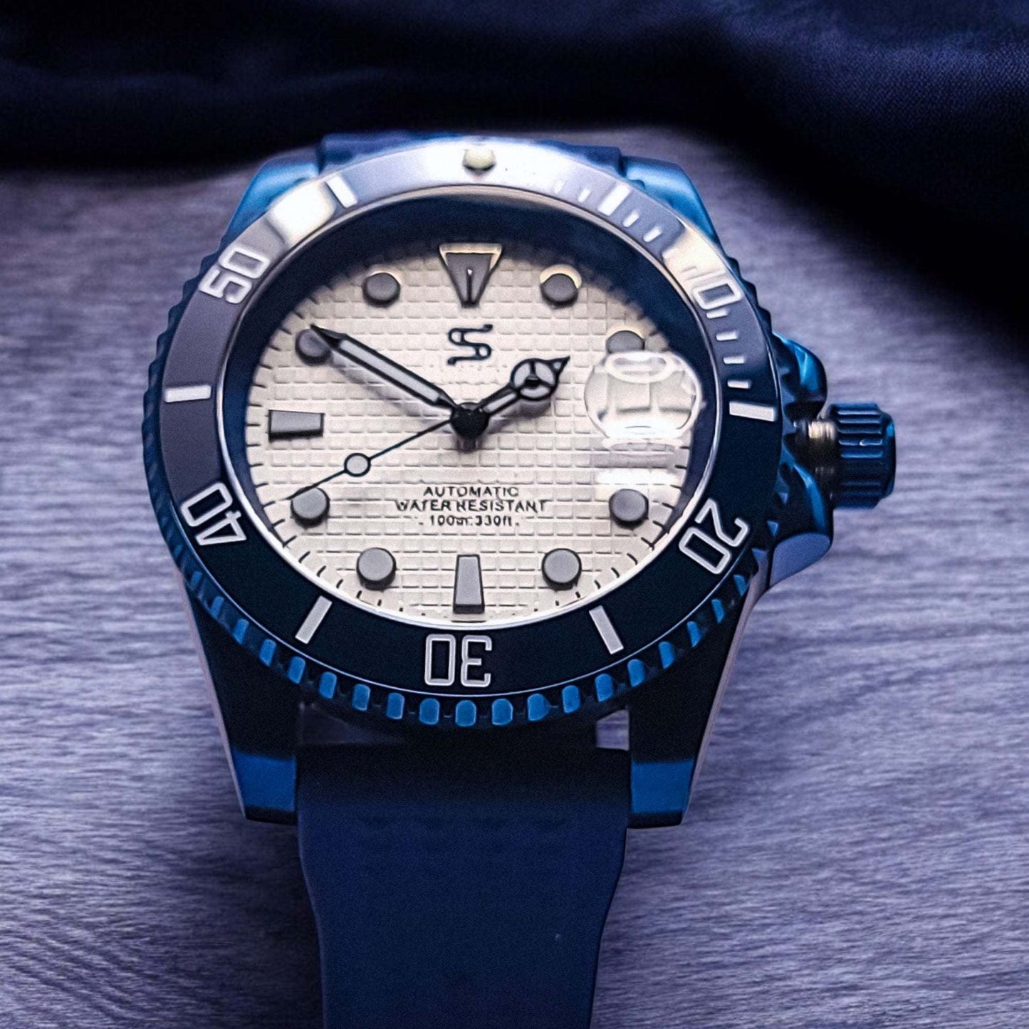 Modded Seiko Yachtmaster Blue White Seikomaster Diver Series - Modtime Creations