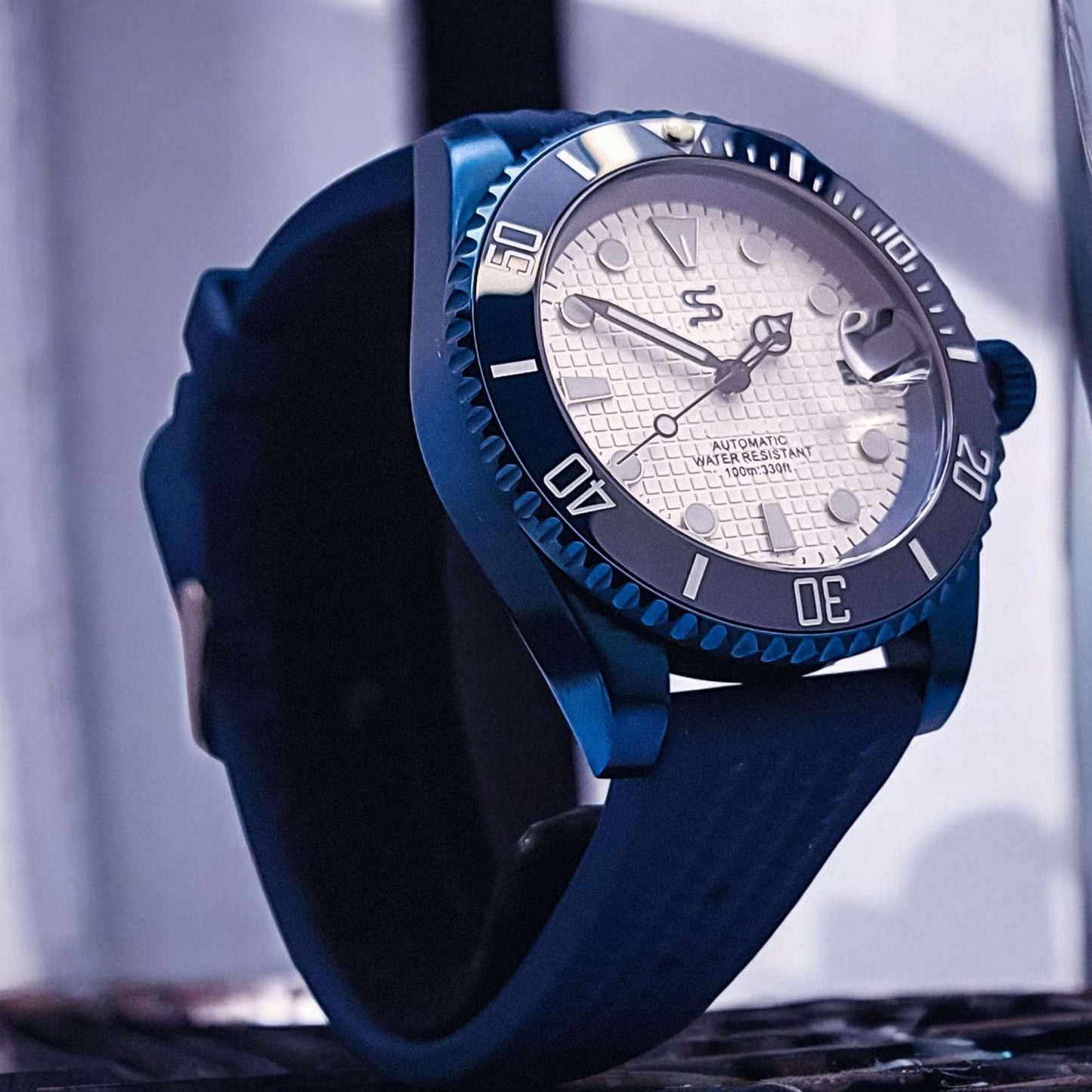Modded Seiko Yachtmaster Blue White Seikomaster Diver Series - Modtime Creations