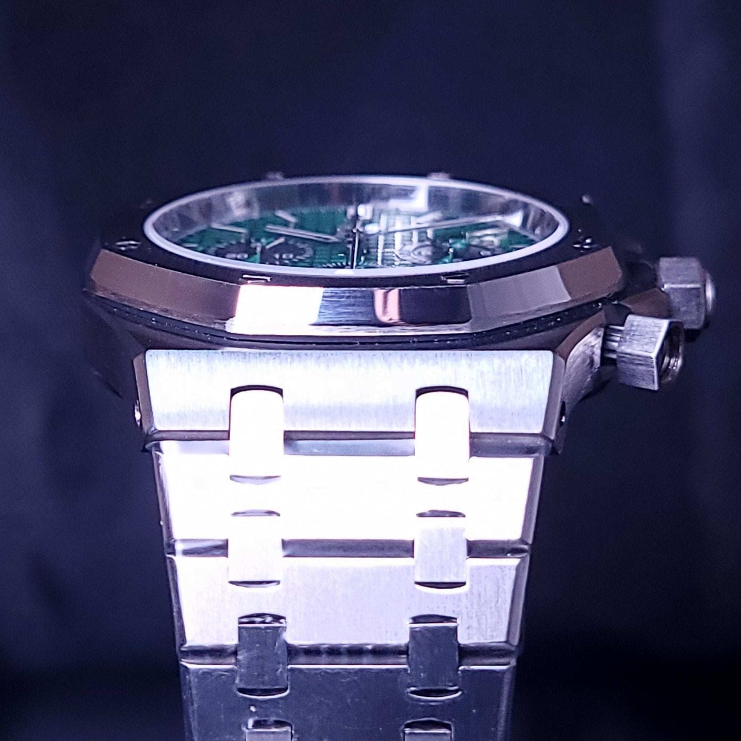 Modded Seiko Roya oak aka Seiko Oak Chrono Series Silver case and bracelet - MODTIME