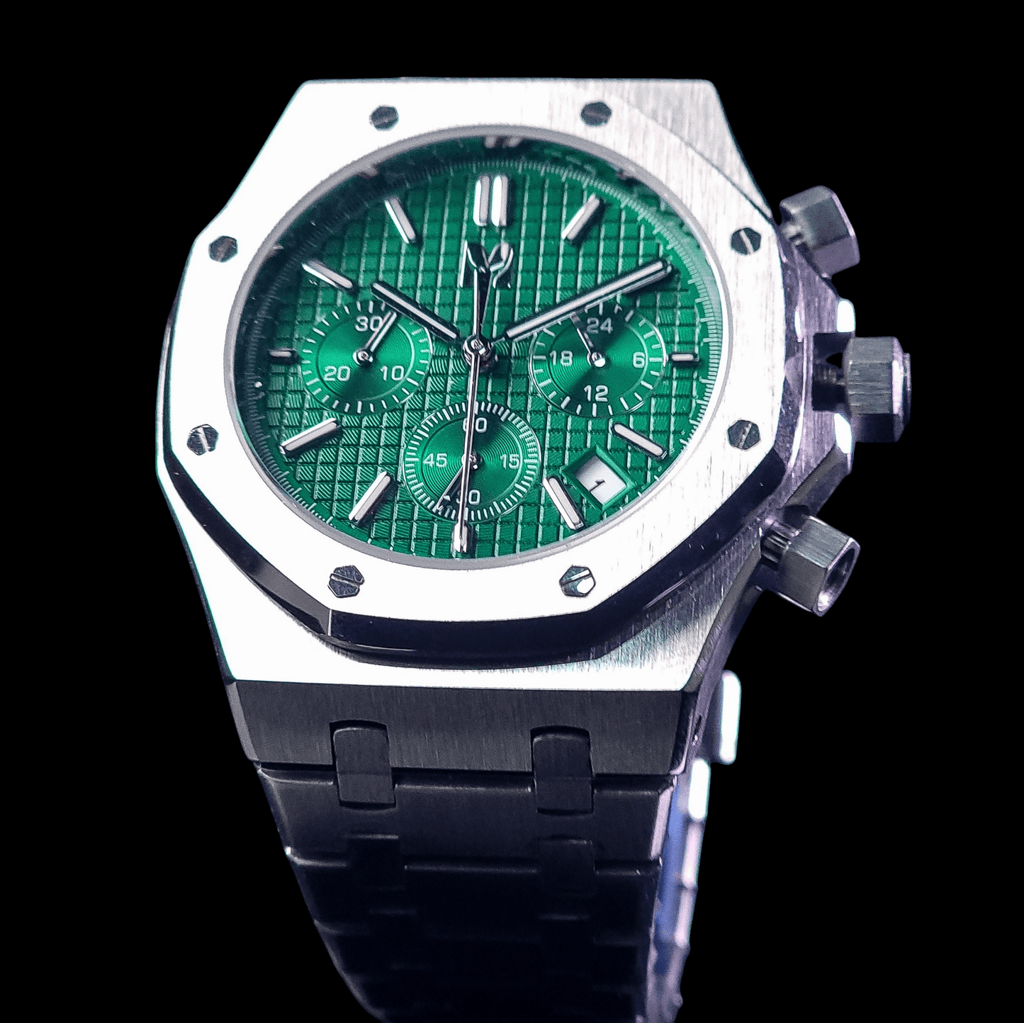 Modded Seiko Royal oak aka SeikOak Chrono Series Green Dial - MODTIME Creations