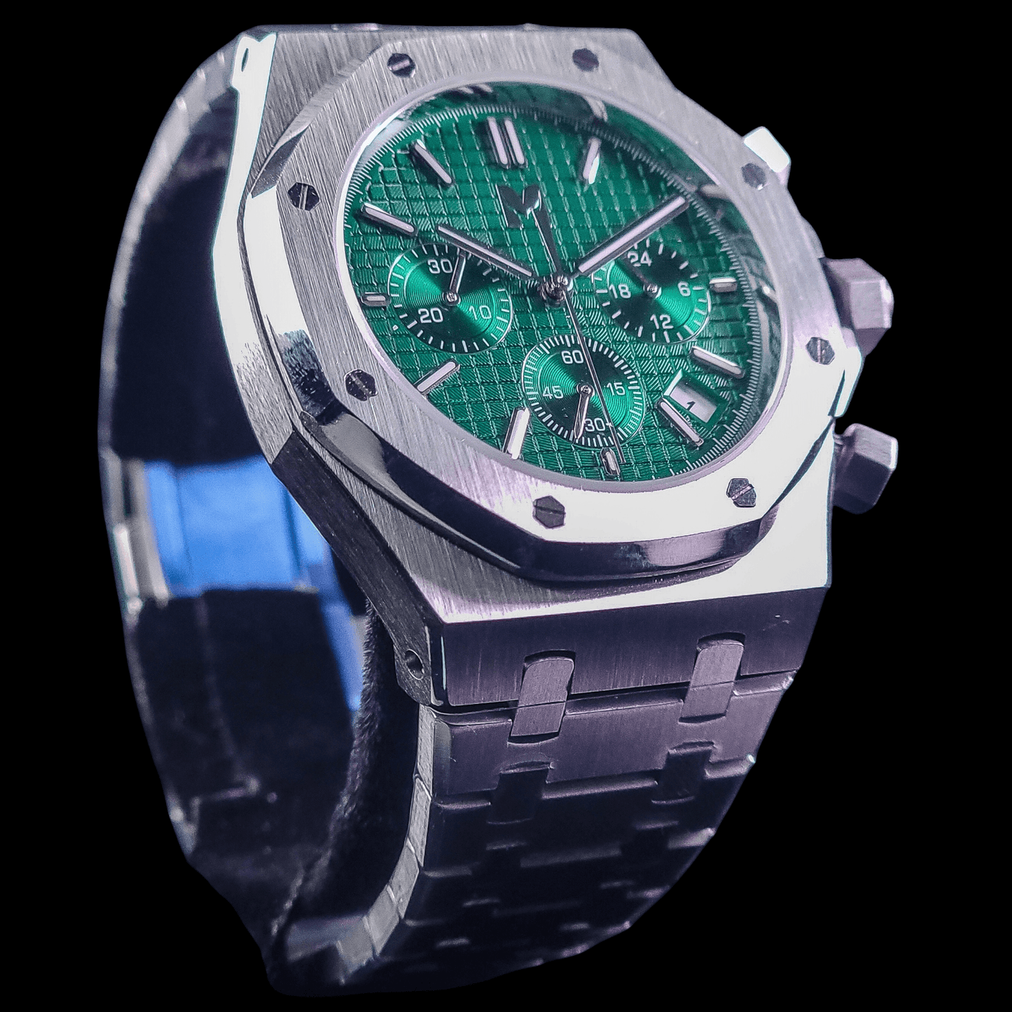 Modded Seiko Royal oak aka SeikOak Chrono Series Green Dial - MODTIME Creations