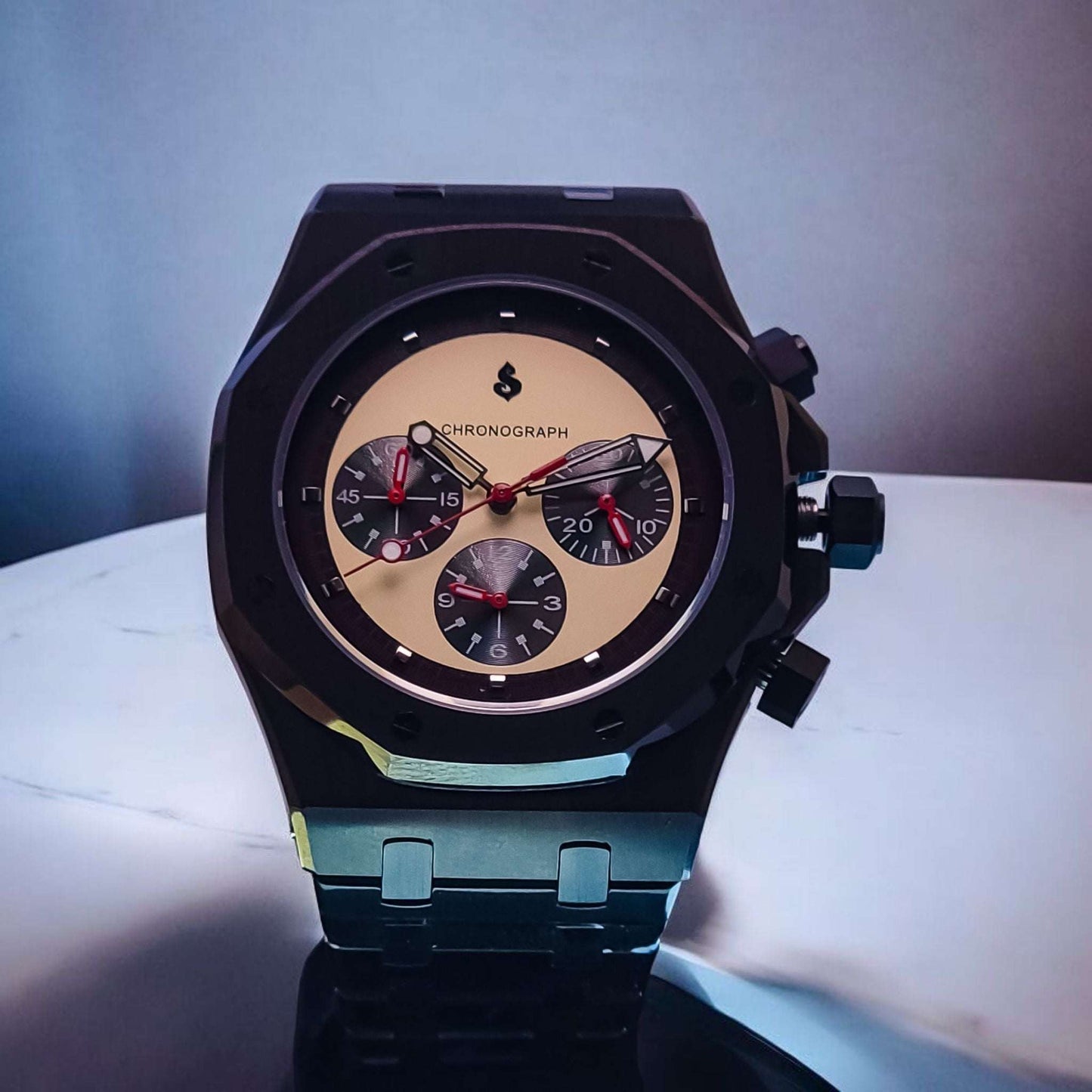 Modded Seiko Royal Oak SeikOak Chronograph Series Vintage Dial - MODTIME Creations
