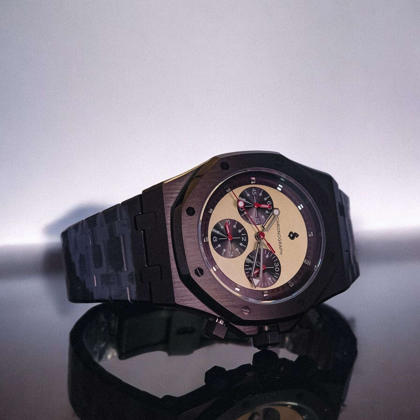 Modded Seiko Royal Oak SeikOak Chronograph Series Vintage Dial - MODTIME Creations