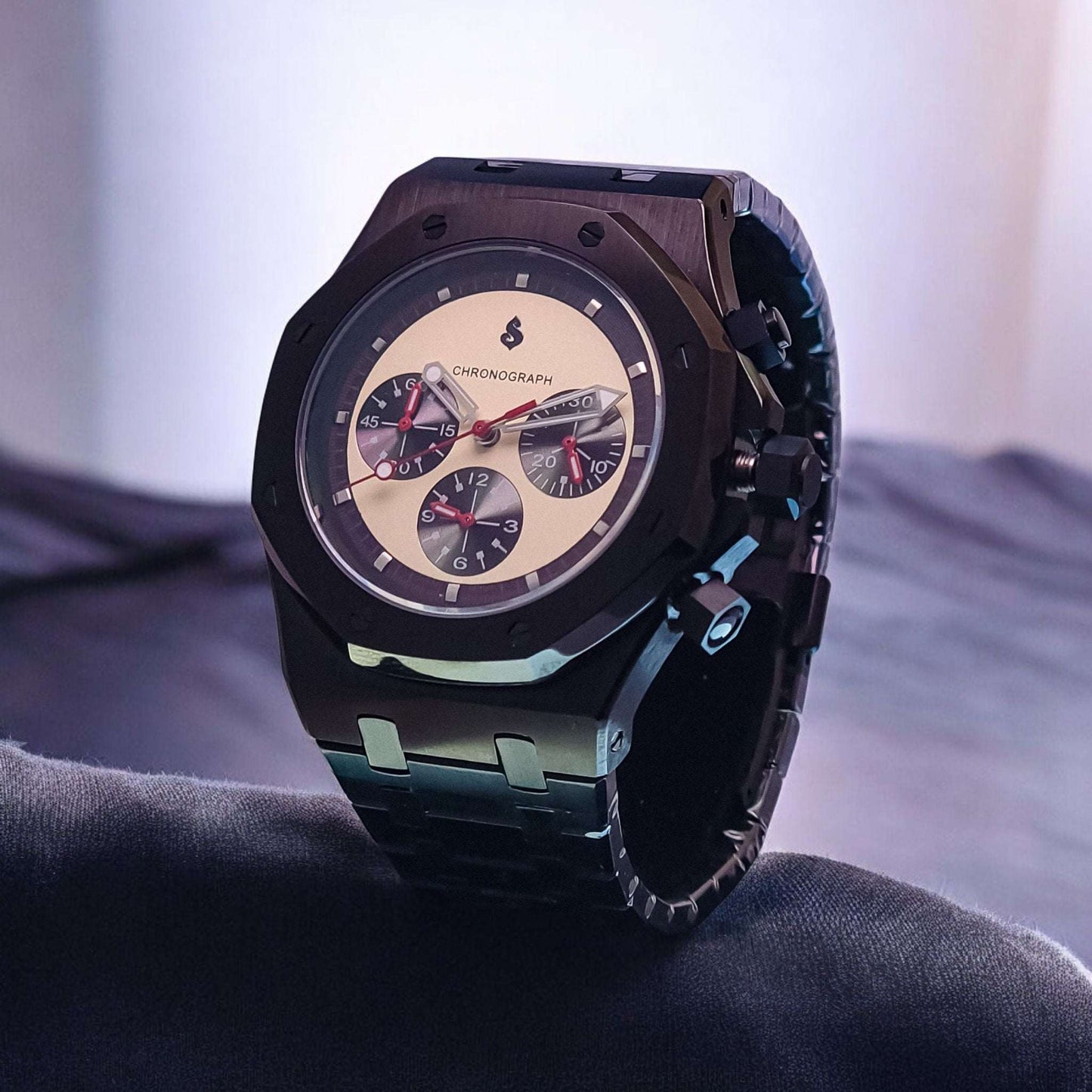 Modded Seiko Royal Oak SeikOak Chronograph Series Vintage Dial - MODTIME Creations