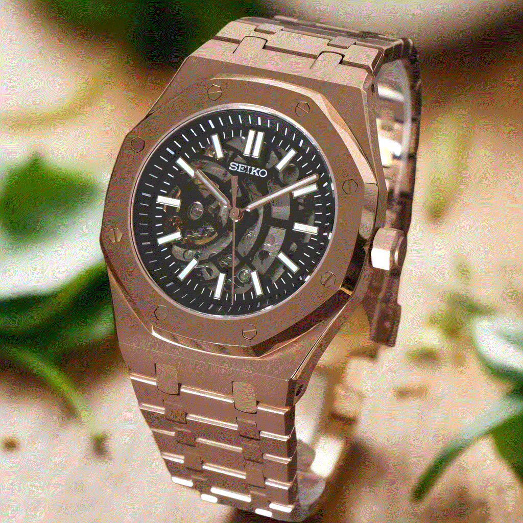 Modded Seiko Royal Oak Skeleton aka SeikOak Series - Gold - MODTIME Creations