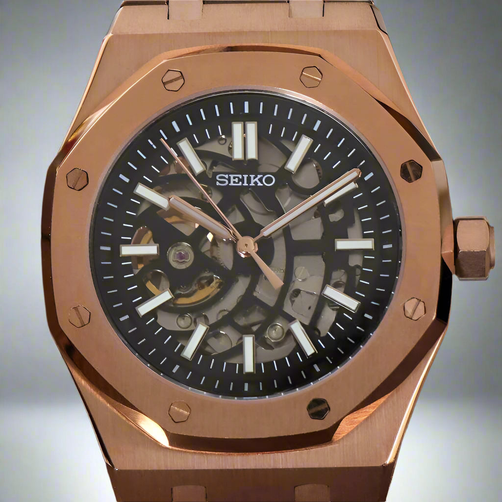 Modded Seiko Royal Oak Skeleton aka SeikOak Series - Gold - MODTIME Creations
