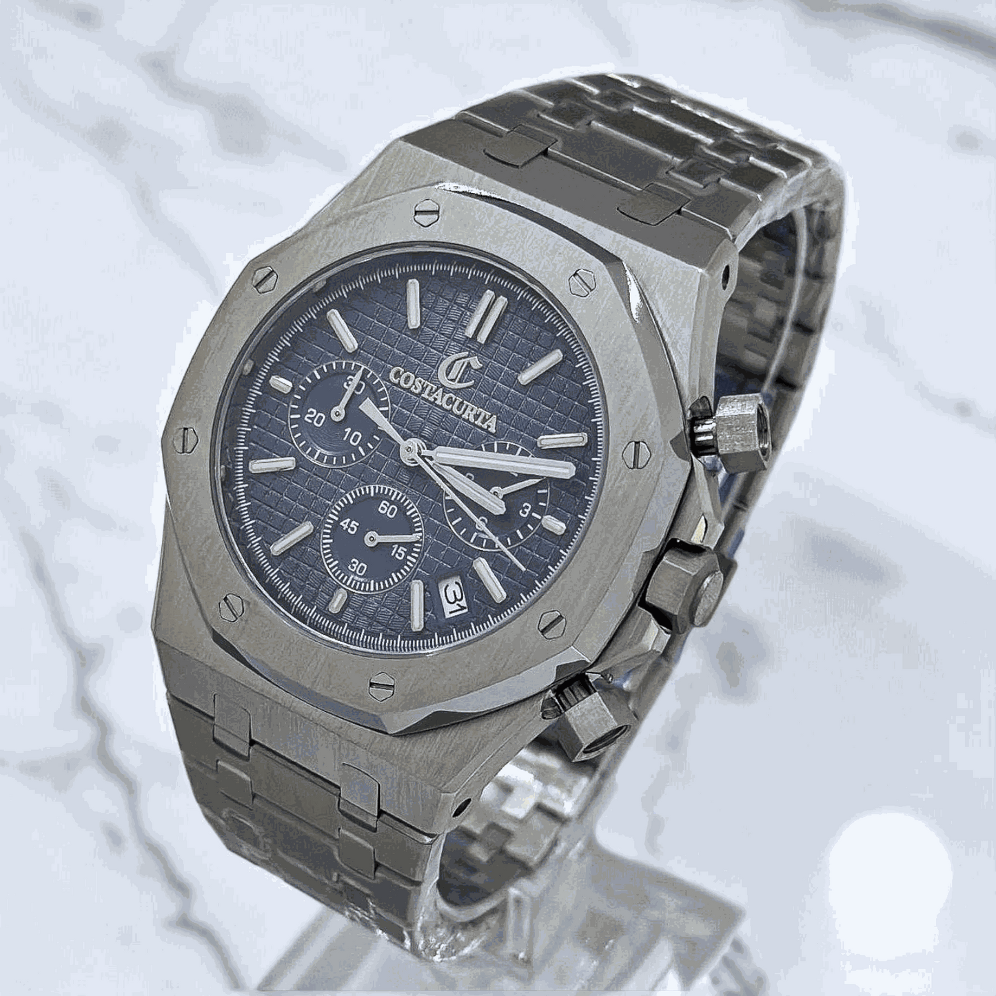 Modded Seiko Oak Custom Chrono Series Blue Dial - Modtime - MODTIME