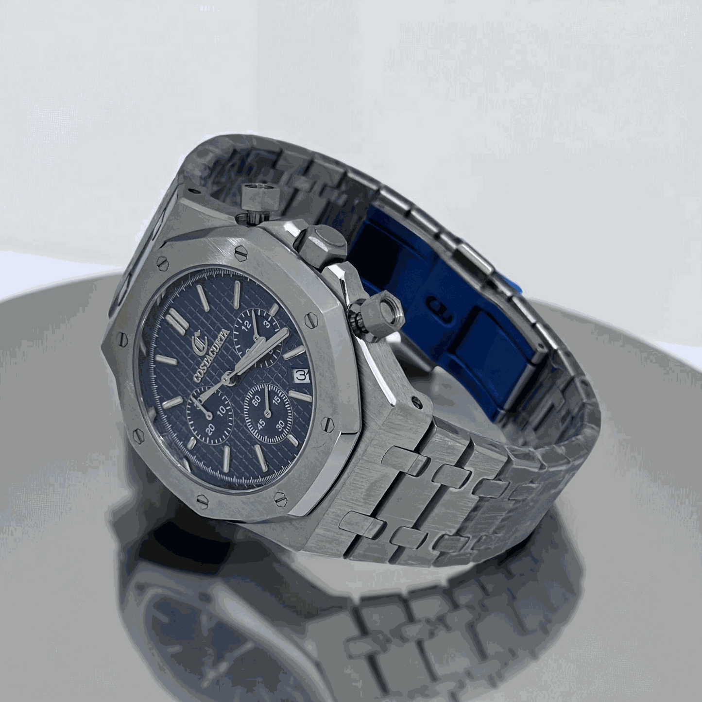 Modded Seiko Oak Custom Chrono Series Blue Dial - Modtime - MODTIME
