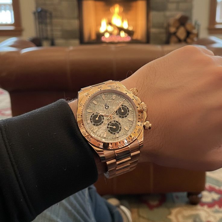 Seitona Stone Textured Dial luxury Seiko mod chronograph watch with 40mm case and sapphire crystal