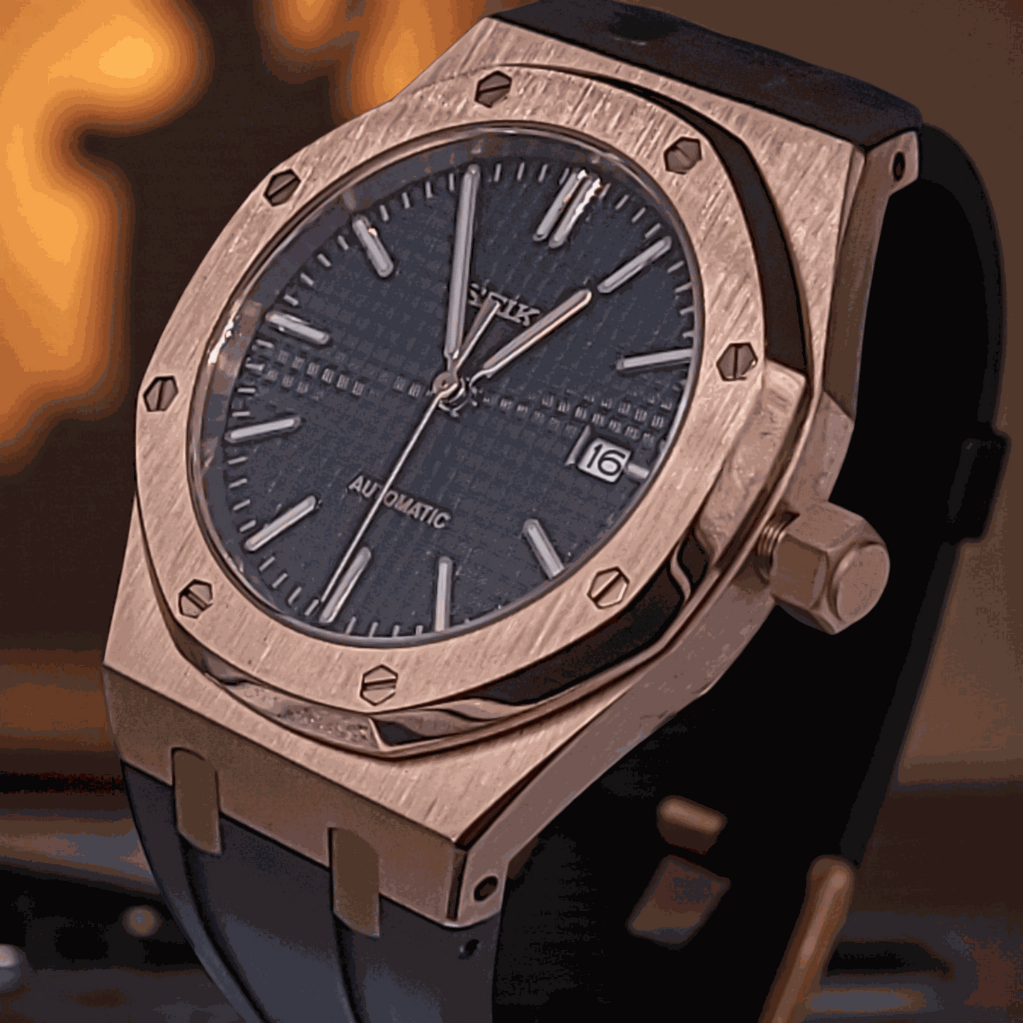 Modded S Heritage "O" Rose Gold Black Dial -Timeless Design