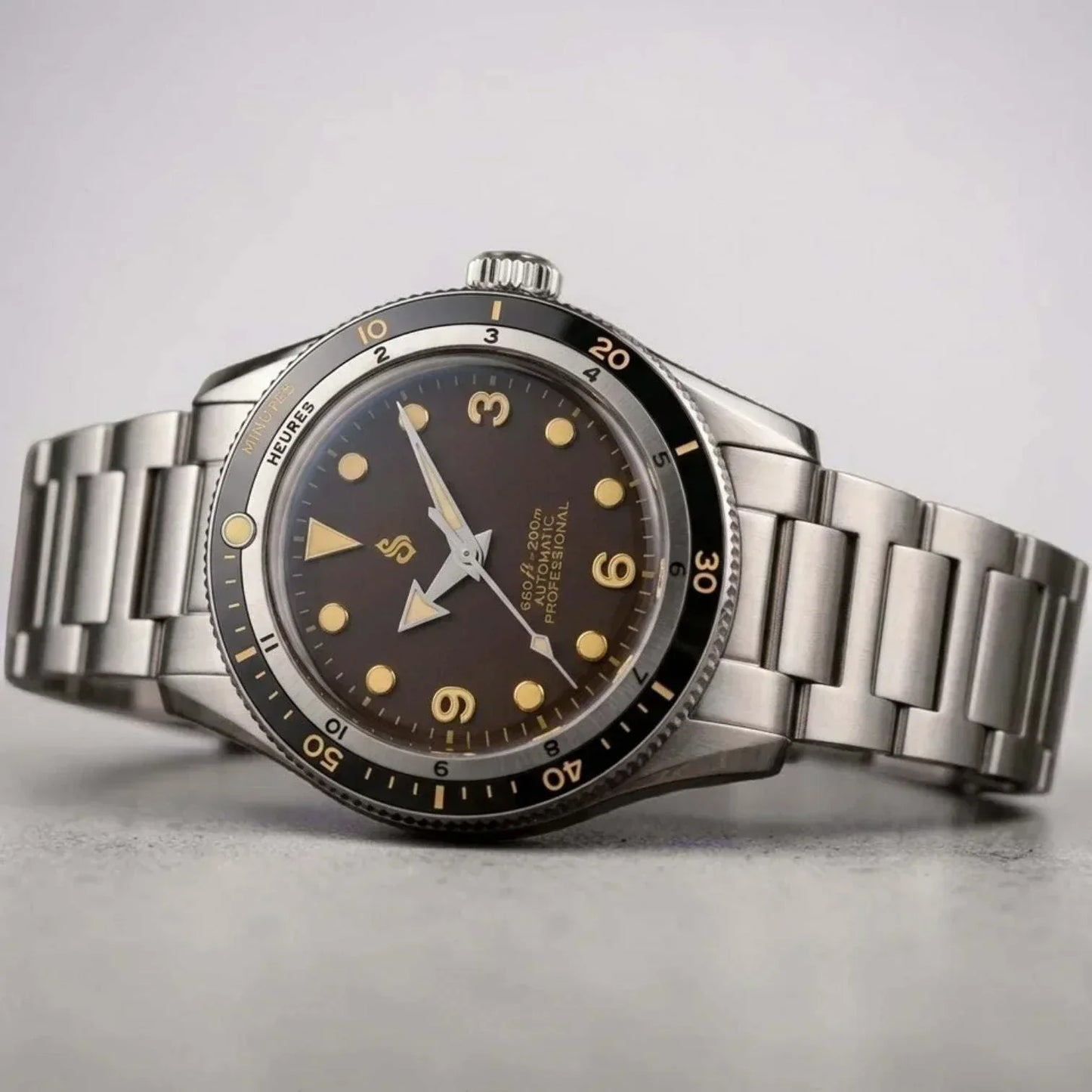 Seiko Mod Watch 40 mm Vintage Brown Dial Diver Series - Modtime creations