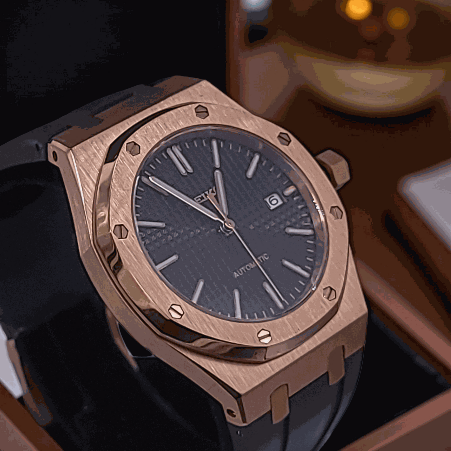 Modded S Heritage "O" Rose Gold Black Dial -Timeless Design