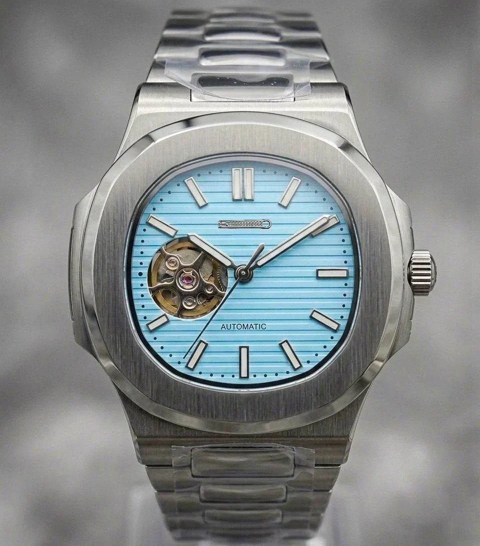 Seiko Mod Watch Nautilus Tiff Blue Open-Heart Dial - Modtime Design