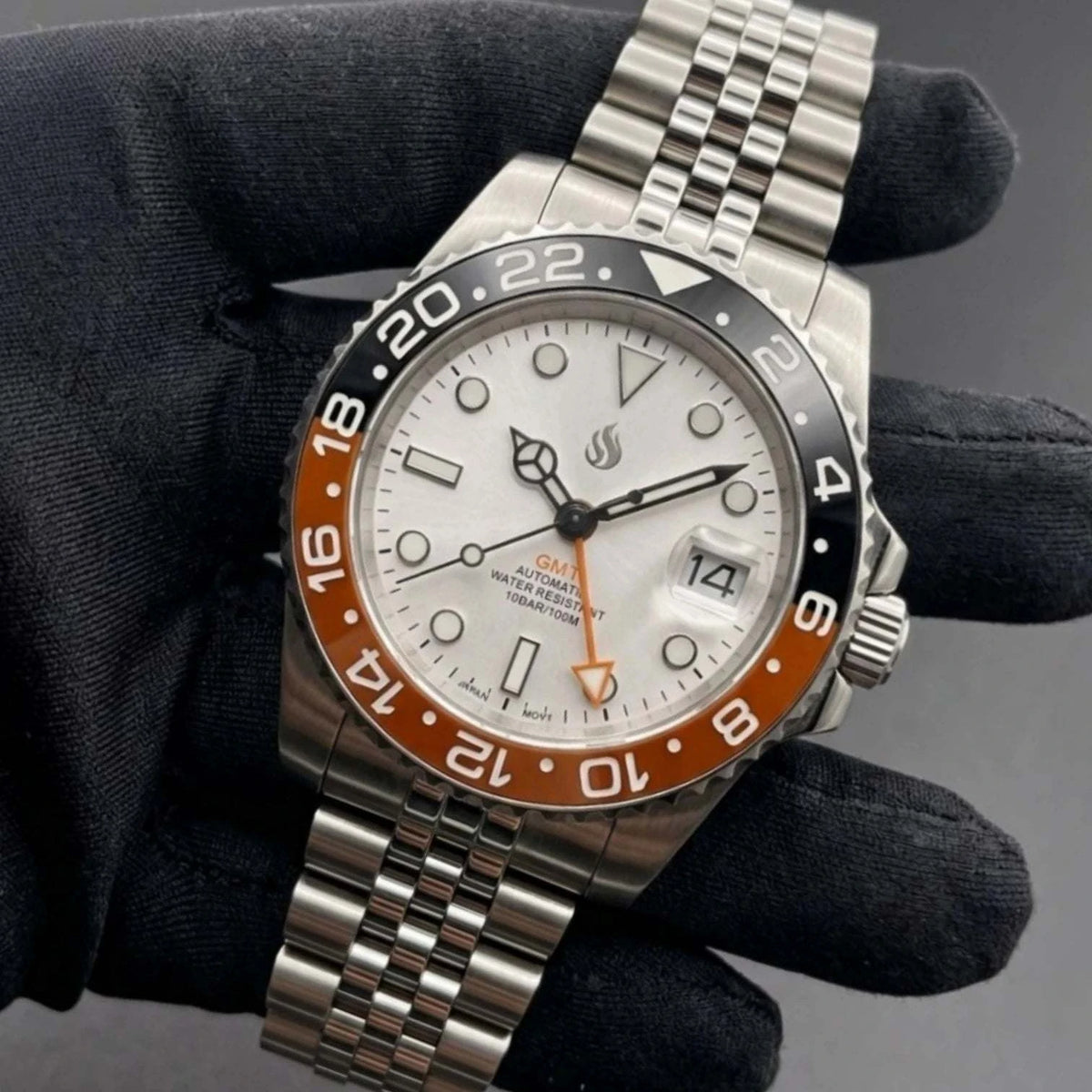 SeikMariner Silver GMT "Orange Black" Series Mod Watch - Modtime Creations