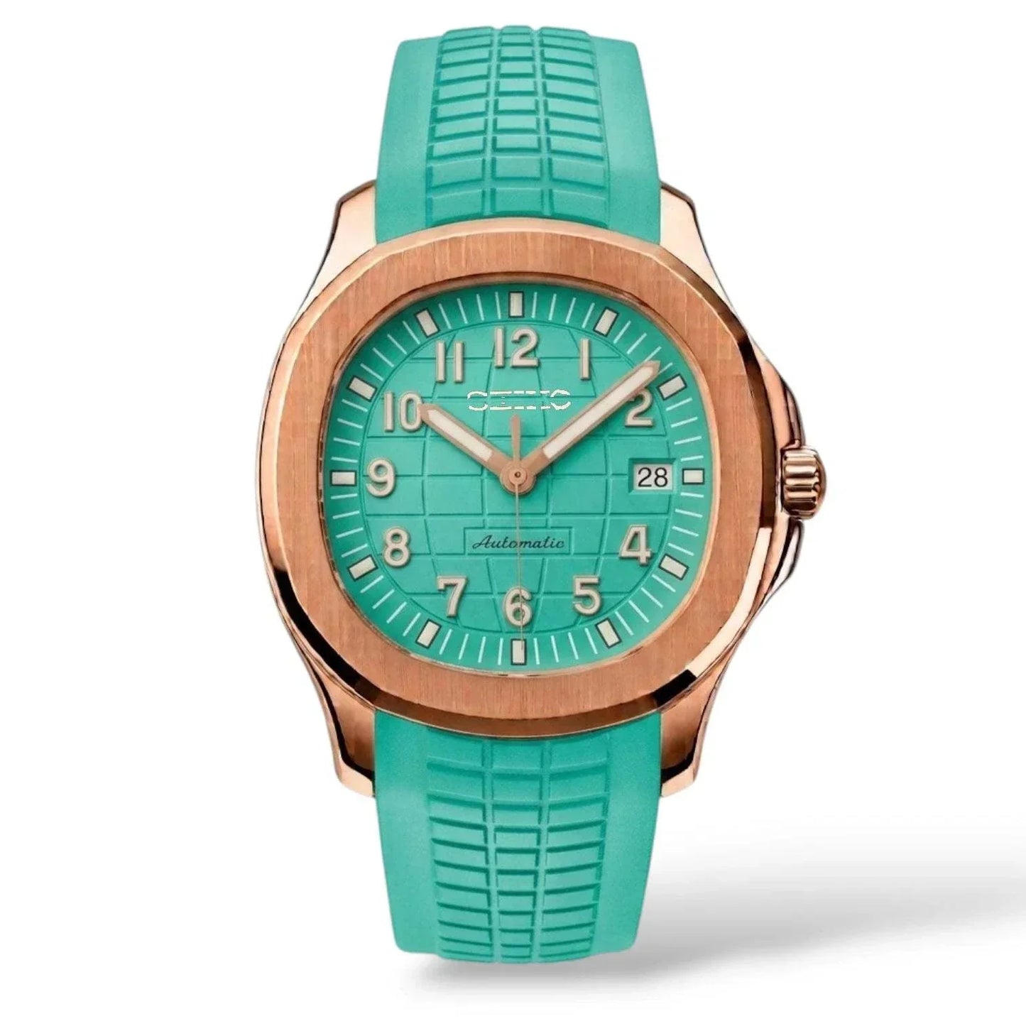 Seiko Mod Watches Aquanaut Rose Gold Case Tiffany Blue Dial - Modtime Creations