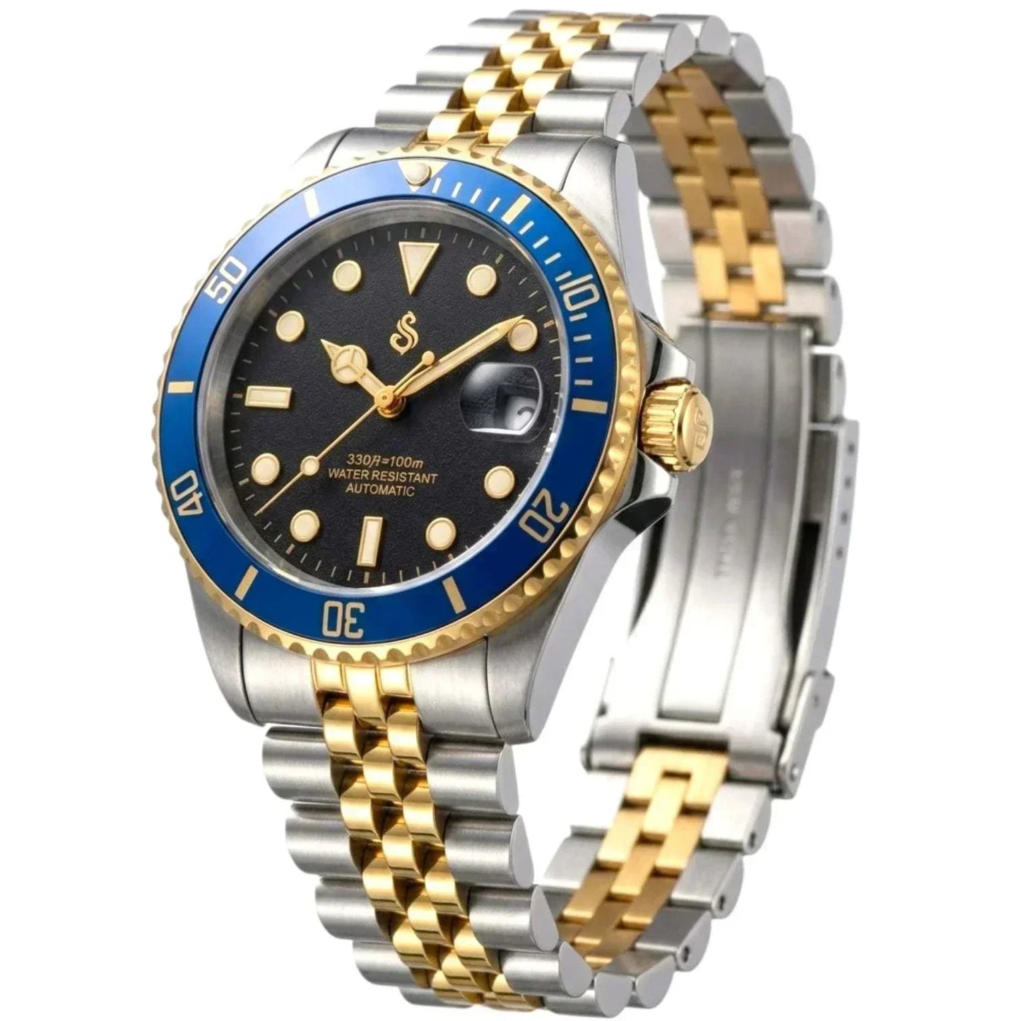Seiko Mod Watch Two-Tone Submariner Diver Blue Black Diver - Modtime Creations
