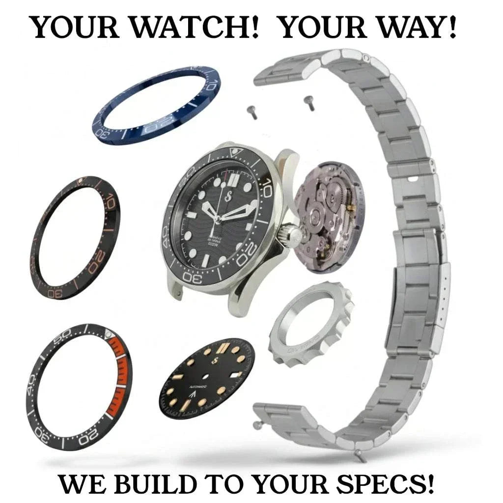 Seiko Mod signature blue dial luxury watch with sapphire crystal and rubber bracelet