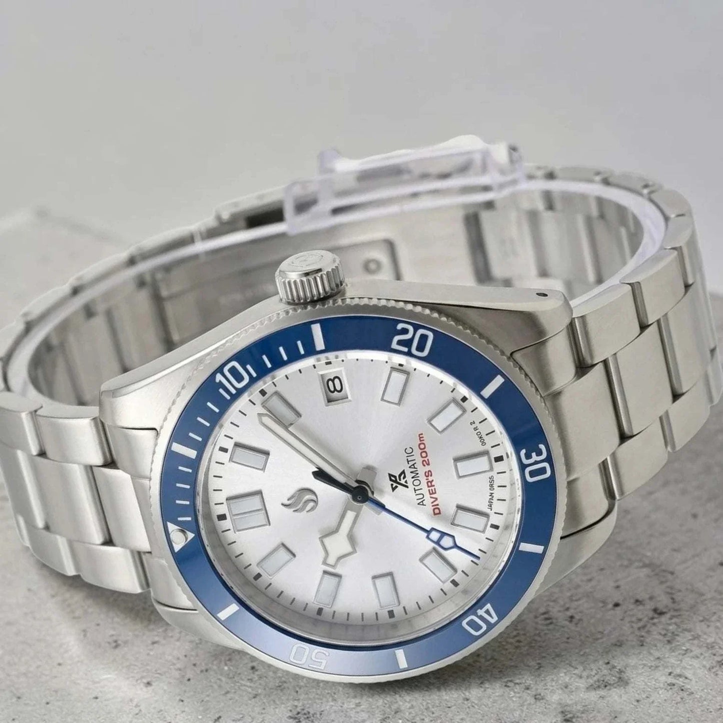 Seiko Mod watches Tudor Pelagos submariner fusion with Blue Bezel and white dial built by Modtime Creations