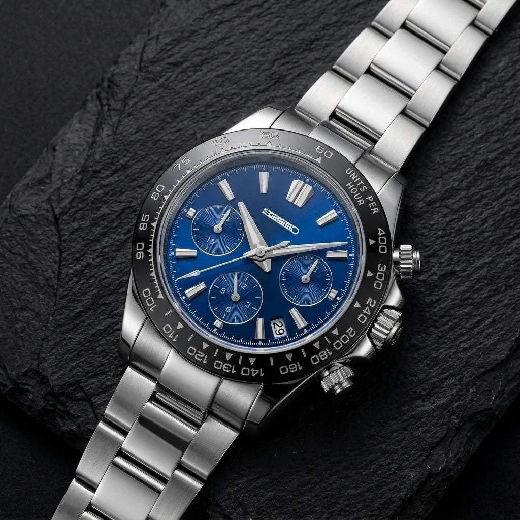 Grand Seitona Blue Dial Black Bezel Mod Watch - GS Fusion