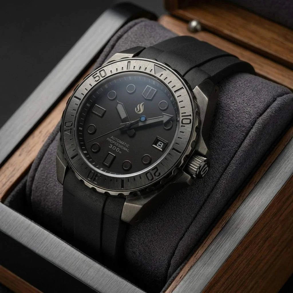 45MM King Samurai Black Stealth Diver Mod Watch Series - Modtime