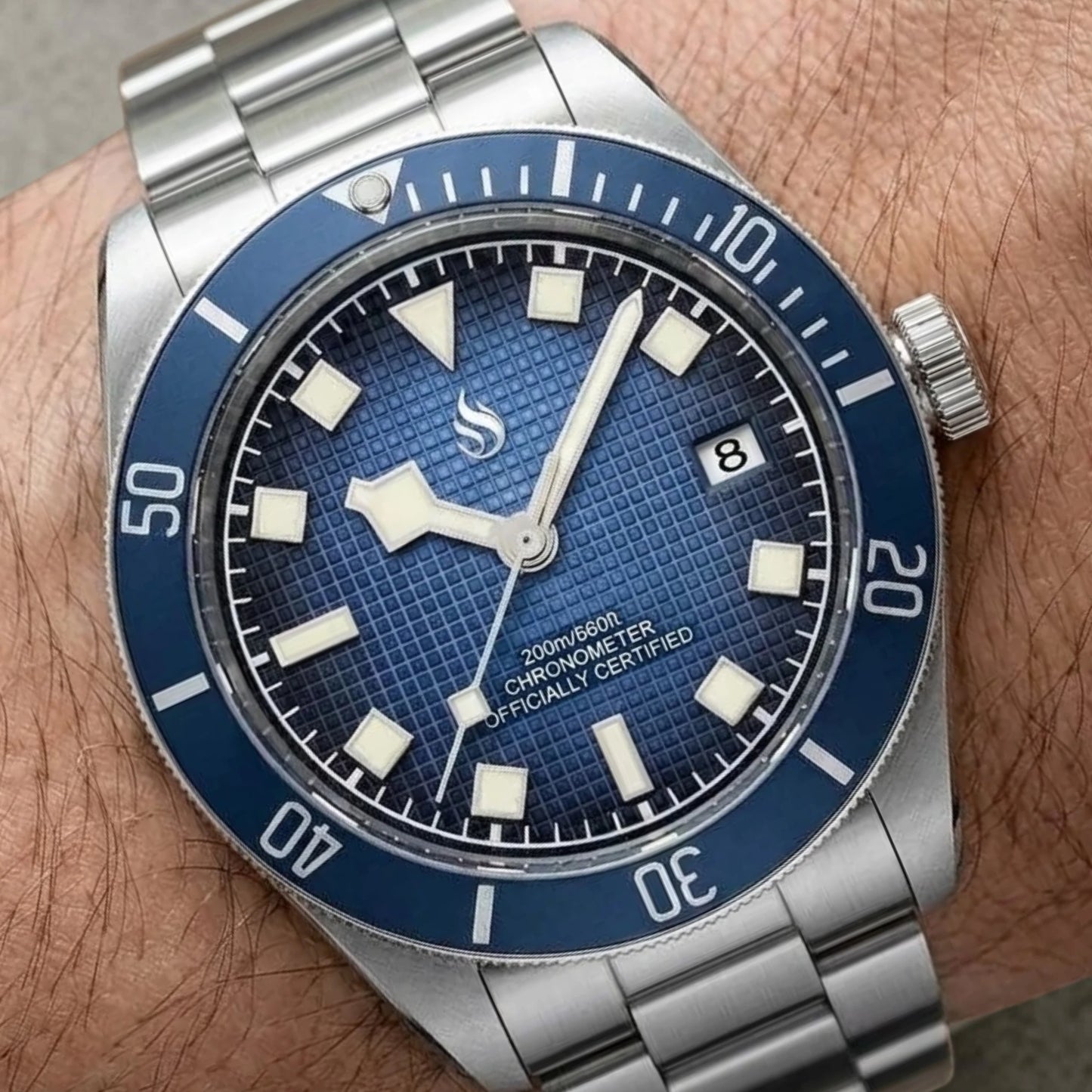 Vintage 39 MM Textured Blue Dial Mod Watch Series - Modtime Creations