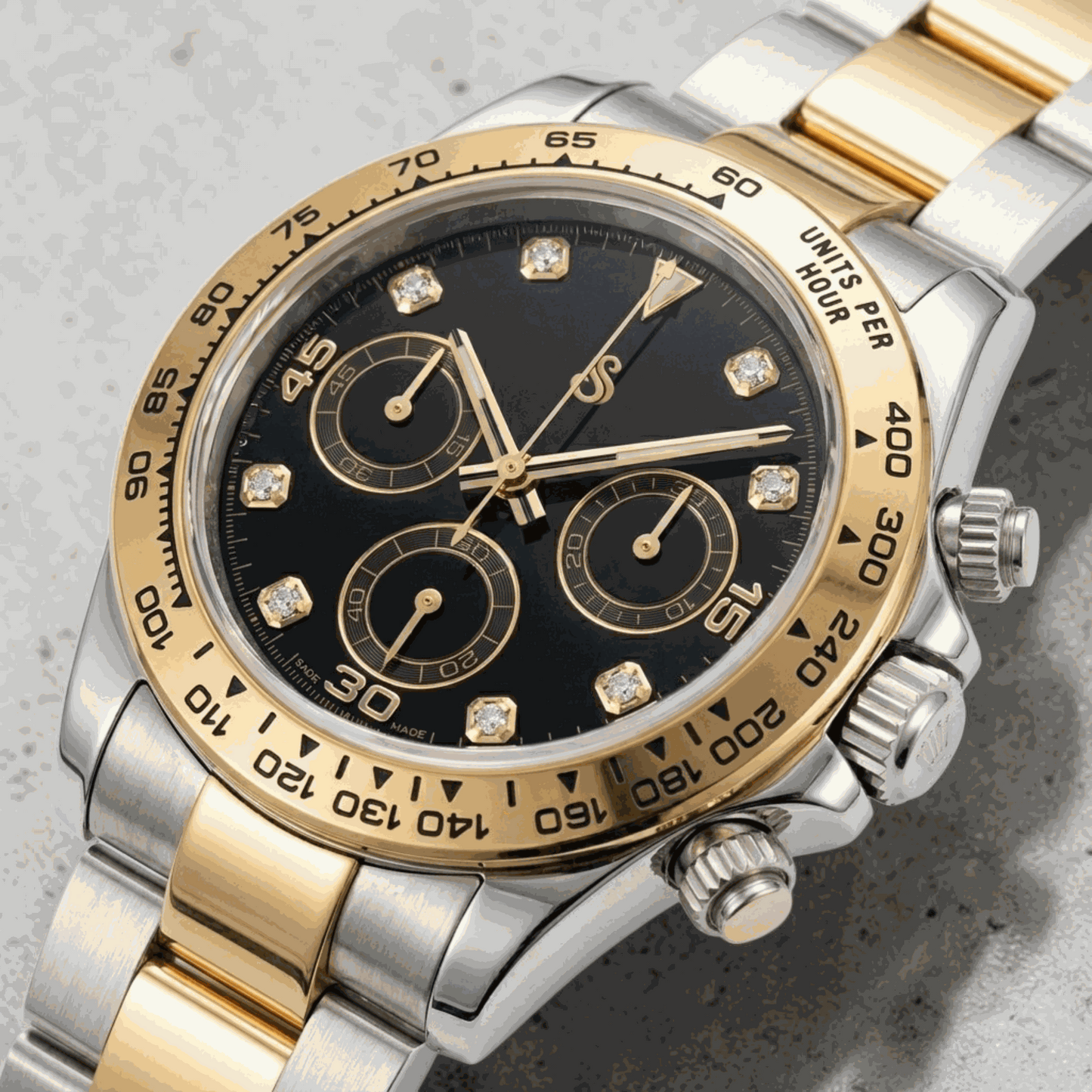 Seiko Mod Daytona Two-Tone Bracelet black dial