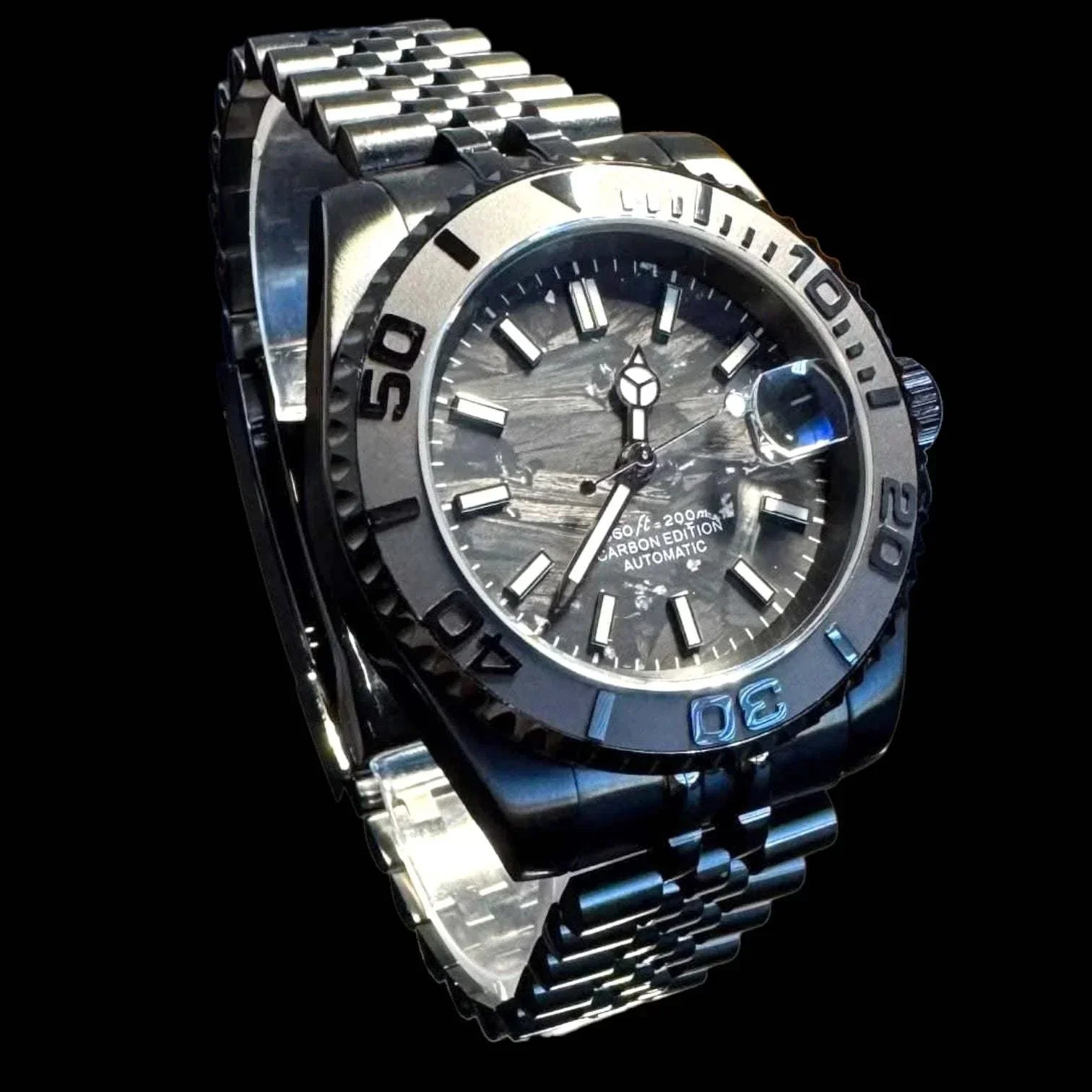 Seiko Mod Watches Yacht Diver Black Carbon Stealth - Modtime – MODTIME