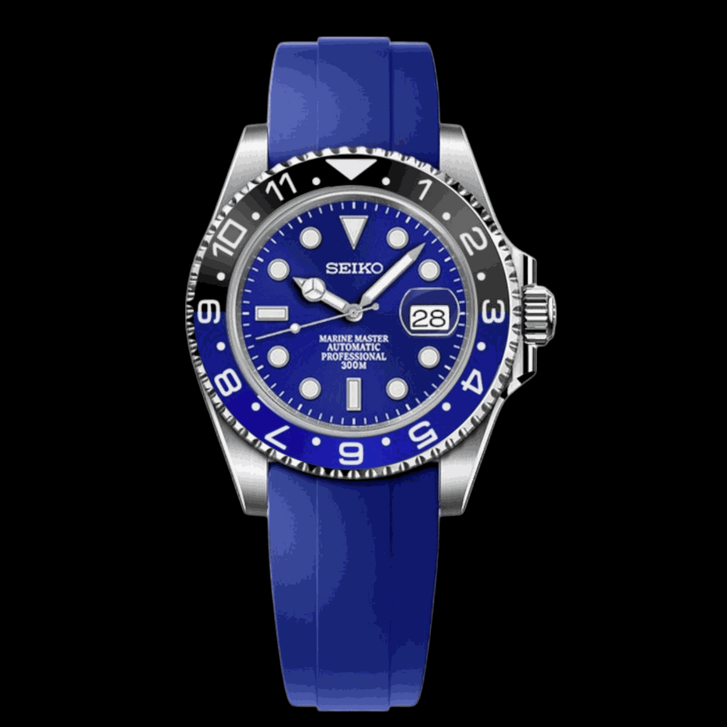 Seiko Mod Submariner Batman Series - Black and Blue - Modtime