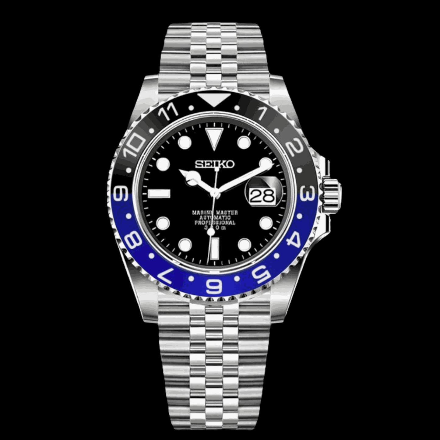 Seiko Mod Submariner Batman Series - Black and Blue - Modtime