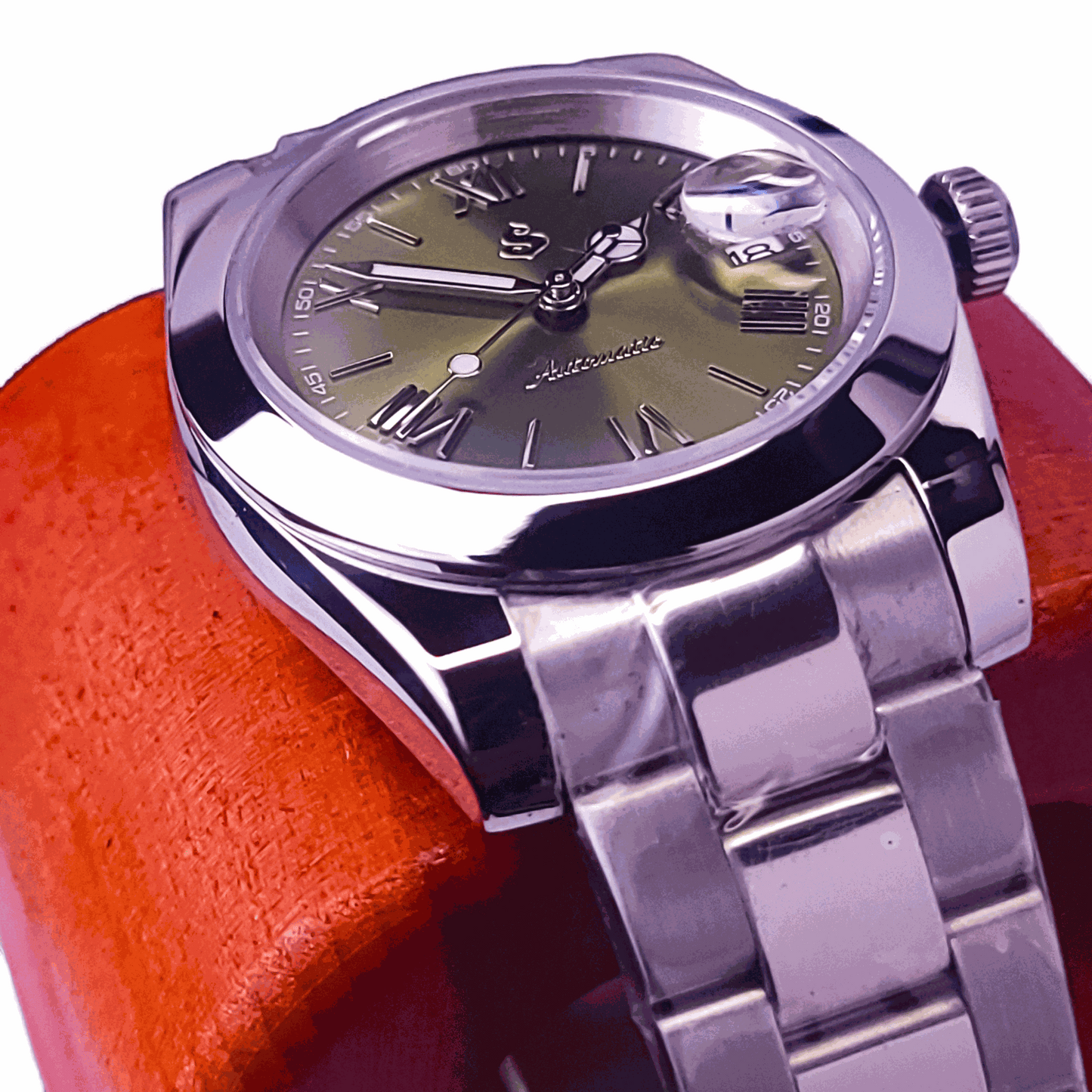 Seiko Mod Datejust Olive Green Roman Numeral Dial - Modtime