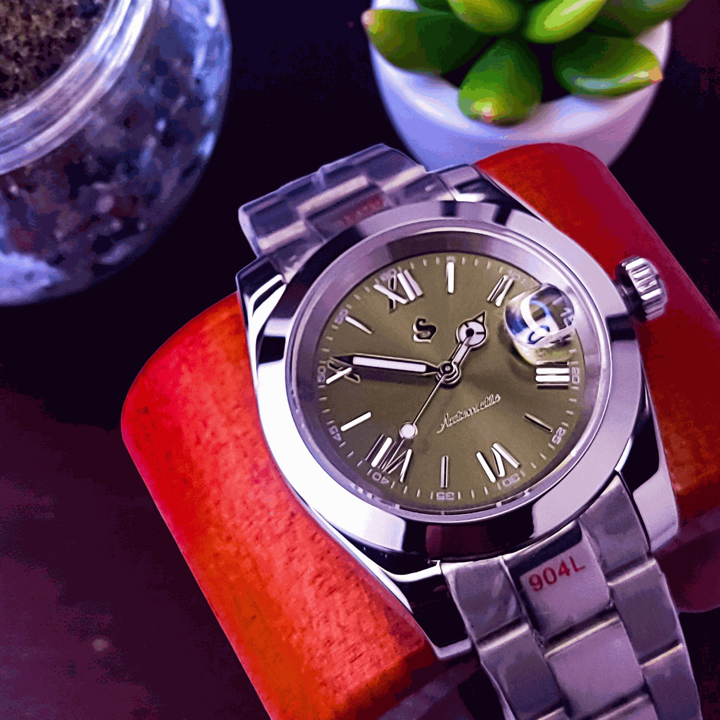 Seiko Mod Datejust Olive Green Roman Numeral Dial - Modtime