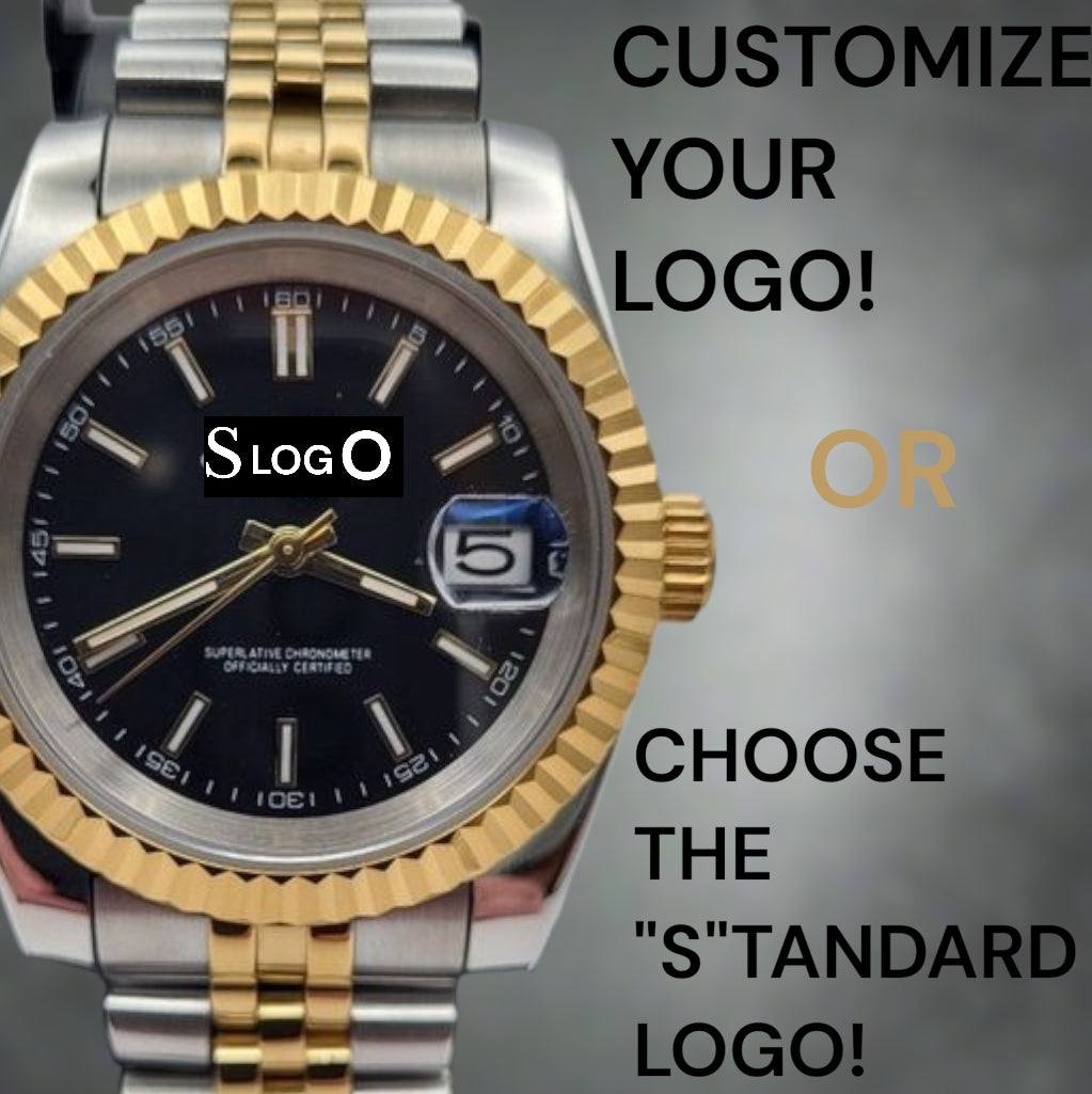 Seiko Mod watches DateJust aka SeikoJust Two-Tone Black Dial Gold Fluted Bezel - MODTIME Creations