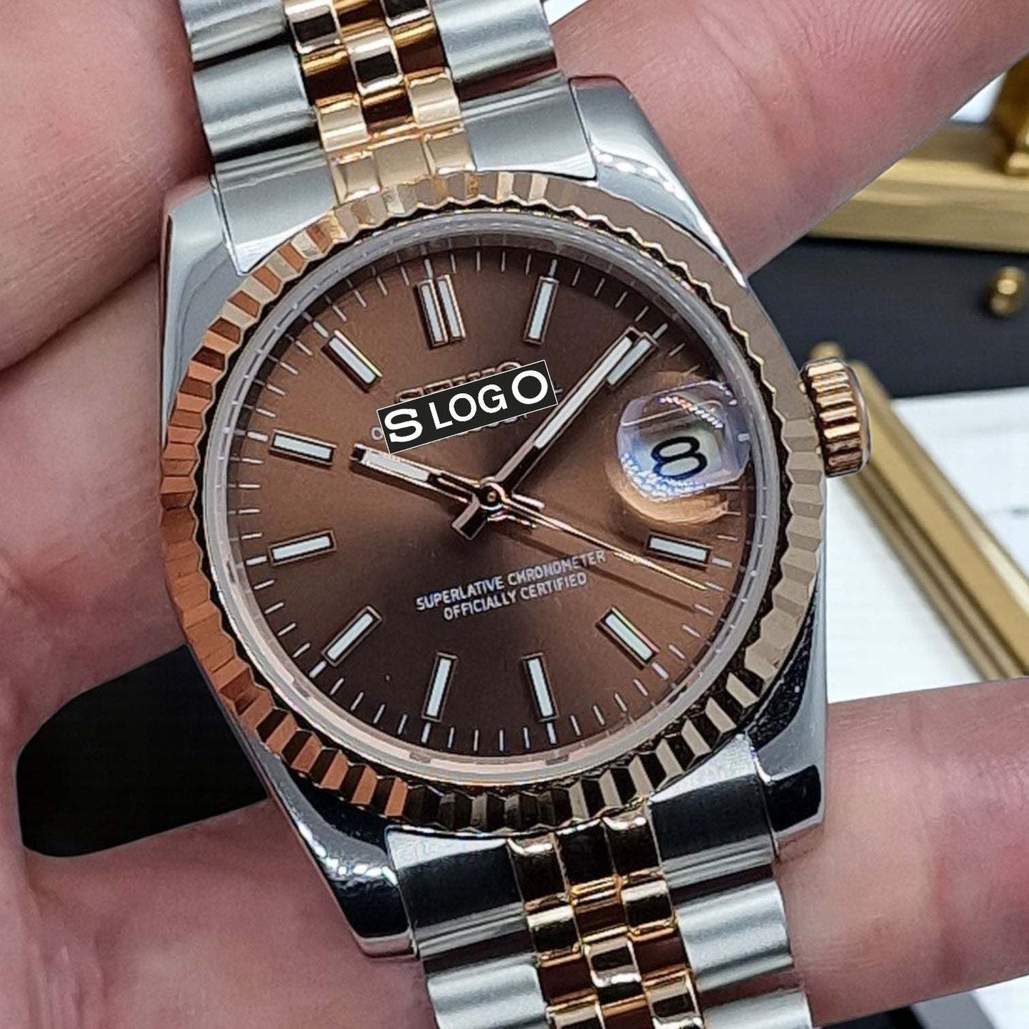 Seiko Mod DateJust aka SeikoJust Two-Tone Chocolate Dial - Modtime