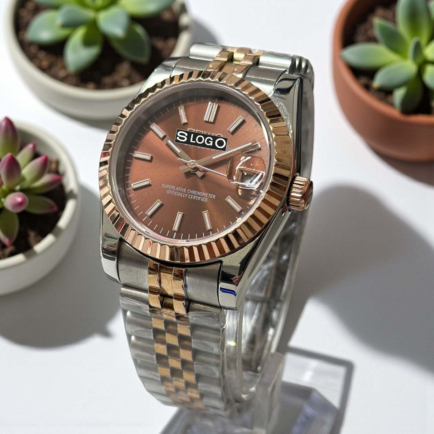 Seiko Mod DateJust aka SeikoJust Two-Tone Chocolate Dial - Modtime